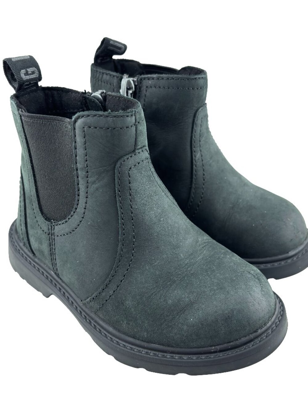 UGG Kids Chelsea Boots Black Nubuck Side Zip Ankle Boots Youth Size 8